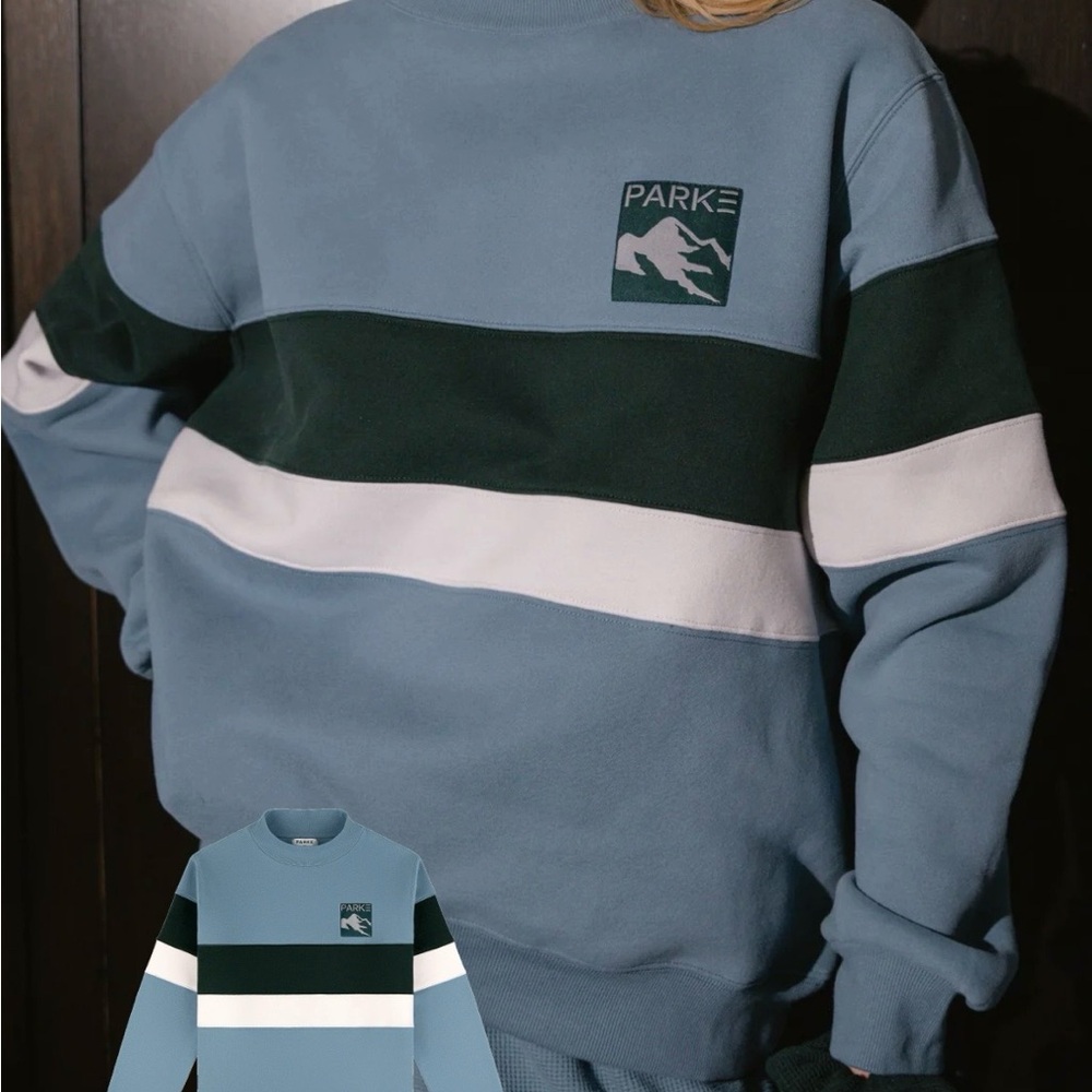 Parke Vintage Stripped Mock Neck Glacier - Picture 3 of 5